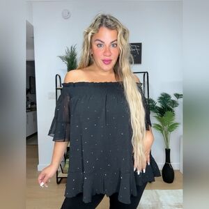 SCOMCHIC Women's Chiffon Half-Sleeve Blouse with Ruffles and Off-the-Shoulder